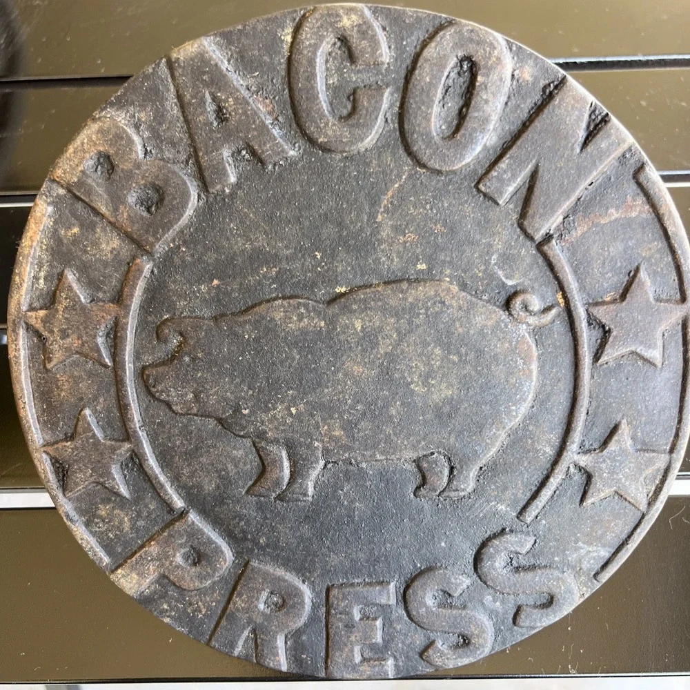 Cast Iron Grill Press NORPRO Vtg Heavy Duty Bacon Burger Meat Press Wood Handle